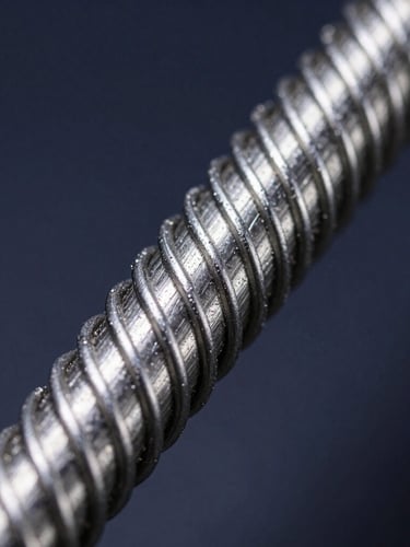 Macro shot of heavy-duty steel wire reinforced industrial hose, high-contrast metallic lighting, deep navy background, 35mm