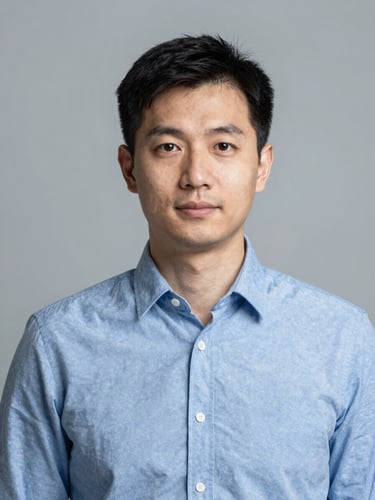 A high-quality portrait of a technical founder in natural overcast daylight, clean composition, professional and direct