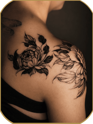 Custom floral tattoo design in Geel Belgium