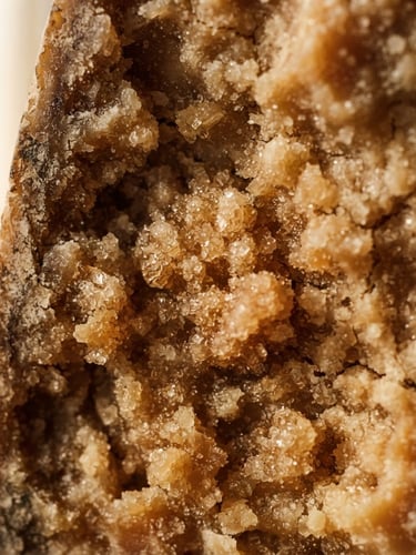 Extreme close-up of textured cave-aged cheese showing crystallization, warm side window light, deep soft shadows, tactile food photography, 35mm