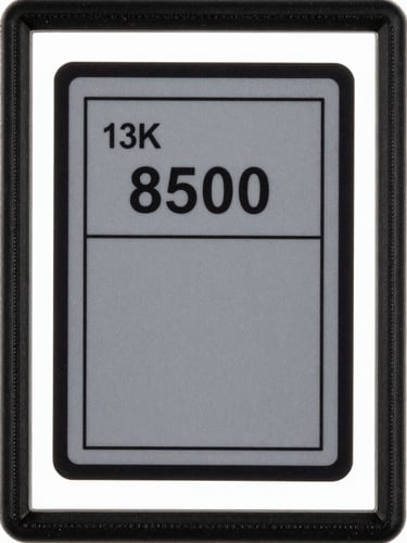 Extreme close-up of a graded card in a black-labeled authentication holder, studio strobe lighting from directly above producing even shadowless illumination across the card surface, the numeric grade label centered in frame, card holder edge sharp against a white background, no reflections
