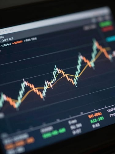 Macro crop of a real-time analytics terminal, extreme close-up on a sharp financial growth line, low-key dramatic side-lighting, screen-glow reflections on dark glass.