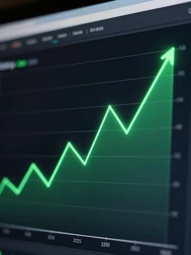 Extreme close-up of a Shopify analytics dashboard on a dark screen, glowing green line graph spiking upward, low-key dramatic lighting.