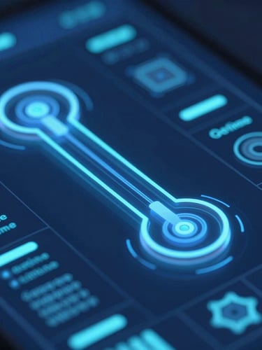 Macro close-up of high-fidelity UI/UX dashboard showing data pipelines, cyber-influenced studio lighting, cool blue rim light, octane render