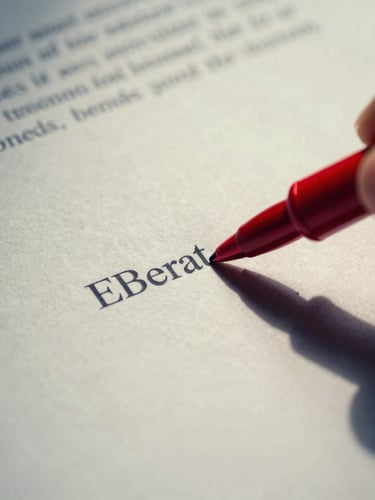 Close-up of editorial markup with red pen on physical paper draft, high-contrast side-lighting, deep shadows