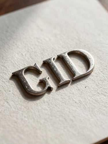 Macro shot of physical metal typeface ligatures resting on heavy textured cotton paper, soft natural side lighting casting delicate shadows