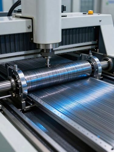 Wide-angle view of a clean, automated CNC coiling machine in action, steel wire feeding through precision guides with cool blue metallic highlights.