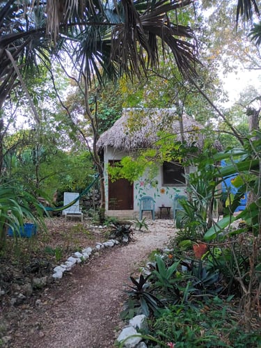 sendero hacia el mayan bungalow