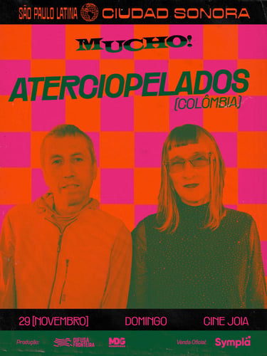 Cartaz de divulgação em preto e verde do show da banda Aterciopelados