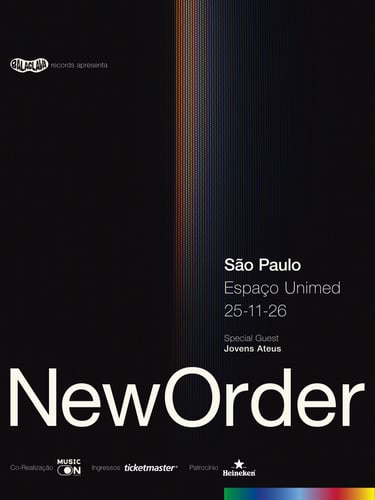 Cartaz de divulgação do show da banda New Order em SP no dia 25 de novembro. 