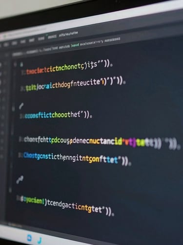 Extreme macro close-up of a clean, lightweight code block on a high-resolution dark monitor, soft overcast daylight casting gentle reflections on the screen, highlighting structured syntax.