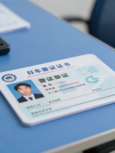 A close-up of official vehicle registration certificates on a clean blue desk, bright neutral daylight, professional corporate photography, sharp focus