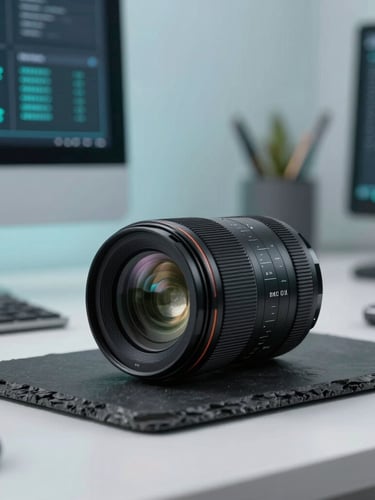 A focused professional looking at a clean digital interface with subtle teal glowing data lines, modern workspace background, cool studio lighting, 35mm lens