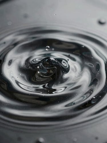 Extreme macro photograph of liquid platinum ripples, dark chrome metallic texture, high contrast chiaroscuro lighting, abstract fluid movement.