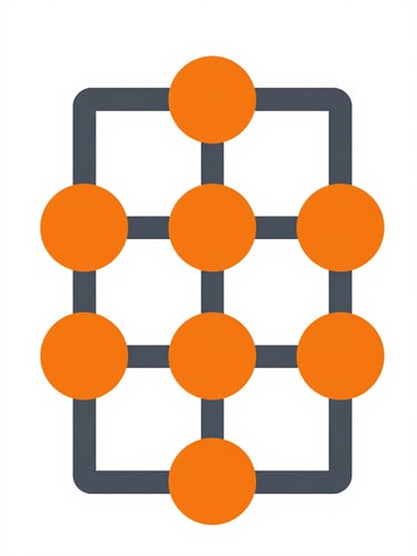 Flat orthographic technical schematic showing a pipeline of code passing through validation nodes, styled in slate and safety orange on a clean white background.