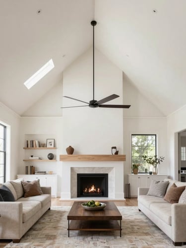 Warm golden hour sunlight streaming across a perfectly smooth, newly finished plaster wall in a modern Seattle living room, showcasing seamless corners and zero imperfections.