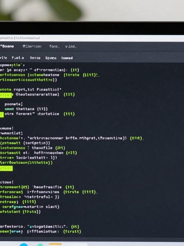 Straight-on close-up screenshot of a modern SaaS dashboard with terminal-style code logs and custom neon-green annotations highlighting performance throttles, cool natural light.
