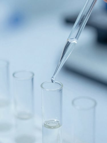 Macro shot of liquid specimen being pipetted into microcentrifuge tube, cool blue clinical lighting, sharp focus, 35mm