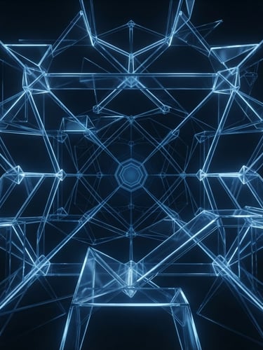 Sleek 3D render of a glowing structural vector pathway, dark obsidian background, subtle blue luminescent edge glow, minimalist geometric glass structures, centered, orthographic angle, octane render