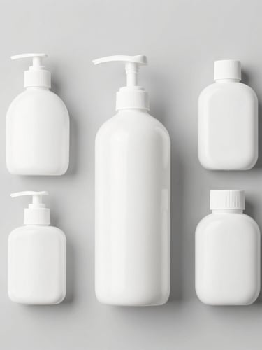 Bright high-key clean product photography, organized flat-lay of household essentials and school supplies on a seamless light gray backdrop, crisp studio lighting.