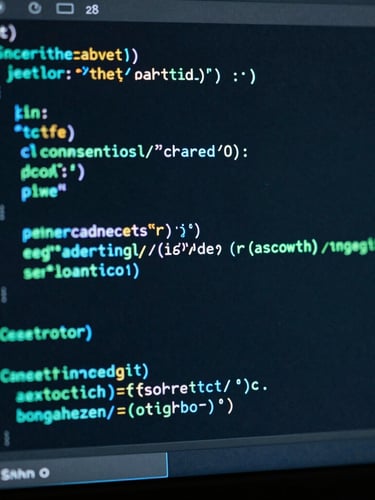Macro shot of clean SQL code on a high-resolution dark monitor screen, neon mint and cyan syntax highlighting, moody ambient workspace lighting, 35mm lens