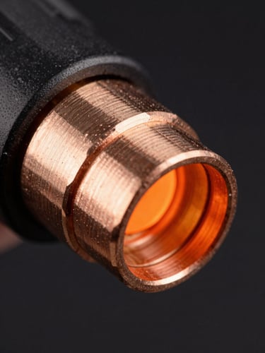 Macro shot of heavy-duty copper EV charger connector pins, high-contrast industrial studio lighting with sharp safety-orange highlights, 50mm lens