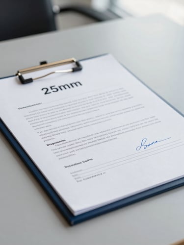 Close-up of a signed corporate agreement on a clean slate gray desk, professional business documentation, sharp focus, 35mm