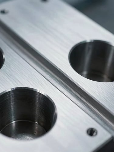 Macro close-up of a highly polished multi-cavity injection mold core, flawless steel surface reflecting cool white studio light, sharp parting lines, professional industrial photography