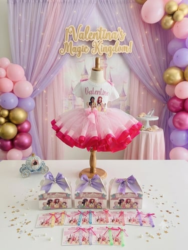 tutu personalizado con tonos rosas de las princesas disney