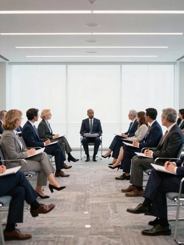 High-level bilateral business summit in a bright, modern Washington D.C. conference hall, professional delegates in navy and neutral tones, soft daylight, sharp focus, editorial style