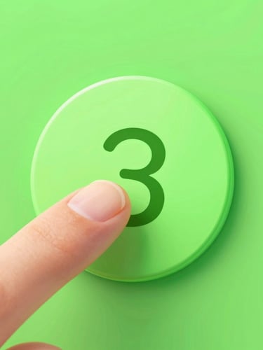 Macro shot of a finger tapping a neon-green digital dial on an Android screen, soft physical shadow underneath the widget, high-fidelity 3D render