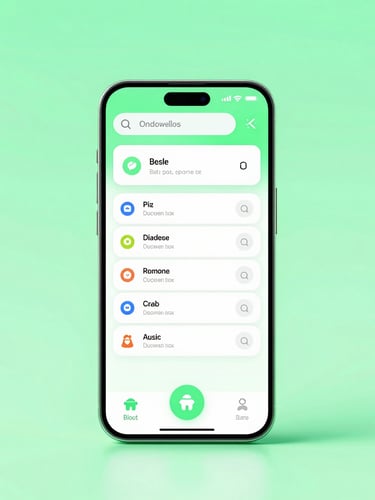 Vibrant digital 3D render of a stylized Android device showing a clean, zero-bloat settings interface, high-contrast neon mint green backlighting, isometric perspective