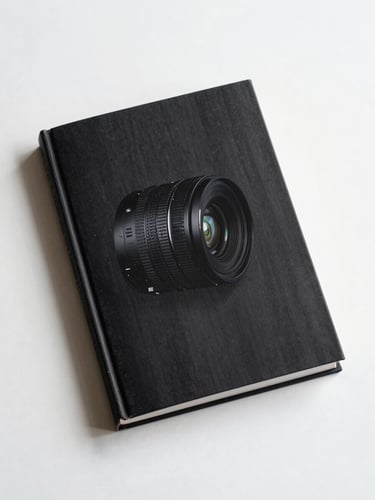 Overhead flat-lay of a closed hardcover business book on a white surface, clean studio light, crisp shadow, no text visible on cover