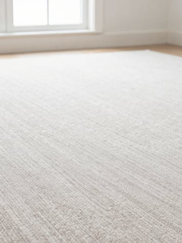 Close-up, low-angle shot of a pristine, light-colored carpet with perfect vacuum lines, natural window light, crisp details, soft neutral tones, high-end residential space, 35mm