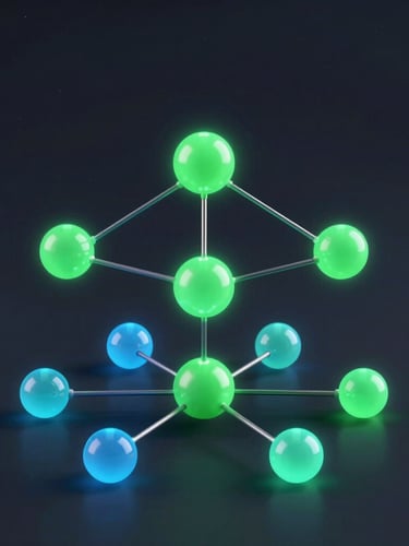 Sleek technical 3D render of a structured data visualization tree with neon green and cool blue glowing nodes, dark slate background, crisp digital backlighting, macro depth of field with sharp focus on the central validation node
