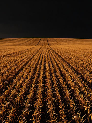 Wide environmental shot of expansive Bahian soybean fields at golden hour, high-contrast, dramatic natural sunlight, 35mm