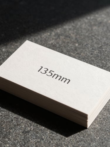 Straight-on orthographic shot of premium branded collateral, heavy paper business cards stacked on a dark stone surface, hard direct sunlight casting sharp geometric shadows, 35mm