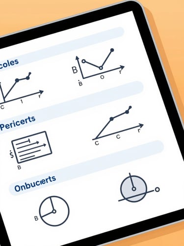 Close-up of a tablet displaying a perfectly formatted physics worksheet with clean vector diagrams and equations, warm lighting, high trust