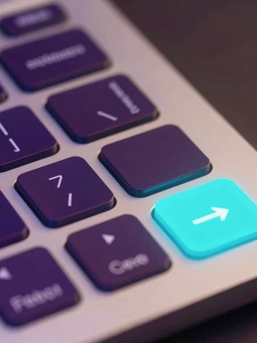 Crisp close-up UI crop of an AI caption generator input panel with glowing violet tone chips and a glowing cyan copy button