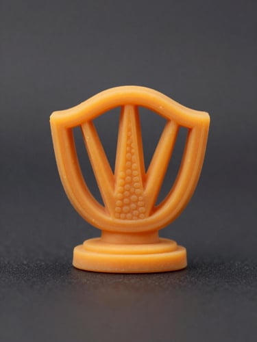 Macro shot of a high-definition 3D silicone crest on a soccer jersey, textured details, sharp studio lighting, dark gray background
