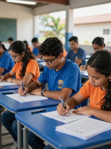 Authentic classroom setting in Parauapebas, adult students engaged in a technical drawing workshop, natural daylight, professional educational environment, sharp focus, 35mm