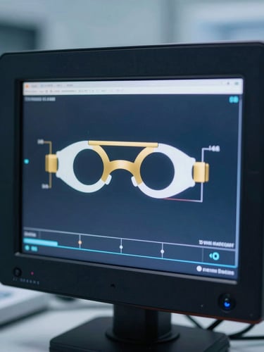 Macro close-up of a high-tech eye-tracking interface screen in a cognitive research lab, cool crisp laboratory light, deep navy tones, sharp focus, 35mm