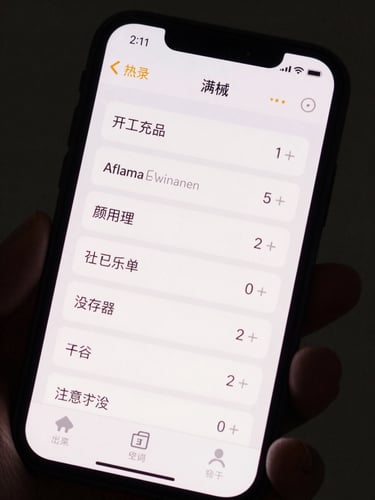 Extreme close-up of a smartphone screen displaying a minimal data dashboard interface, hand holding device, even studio lighting, crisp screen detail visible