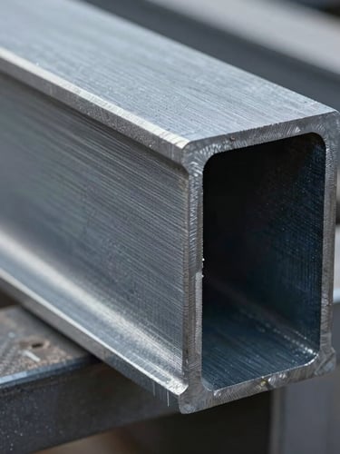 Extreme close-up of a high-precision cut structural steel H-beam edge, showing raw metallic texture and millimeter-perfect milled tolerances under cool industrial lighting.