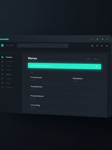 Sleek dark-mode technical wireframe mockup of a high-performance website interface, neon-cyan accents, minimal styling, macro depth of field