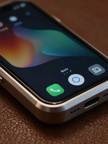 Macro close-up of a premium milled leather and brushed titanium device frame, displaying a custom Android interface with fluid fluid-canvas motion, low-key dramatic side-lighting.