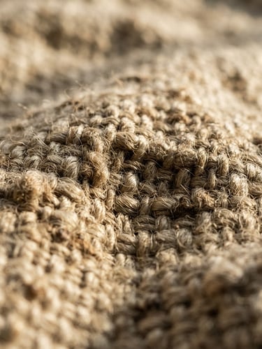 Tight macro crop of raw heavyweight linen fabric weave, low-angle warm afternoon window light, deep soft shadows emphasizing texture, 35mm