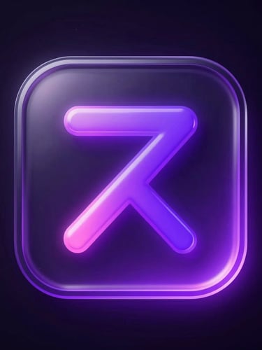 Macro close-up of a high-contrast glassmorphic widget interface showing neon data streams, dark studio background, vibrant purple backlighting.