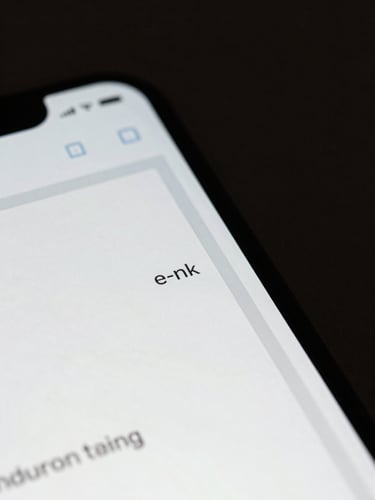Extreme macro close-up of a physical Android screen displaying a minimalist e-ink launcher interface, sharp shadows, low-key dramatic studio lighting, high contrast.