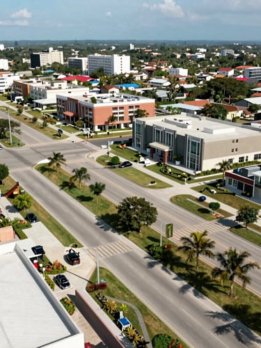 Wide environmental shot of a master-planned regional development under bright natural daylight in Cebu, showing clean infrastructure lines and progressive urban planning.